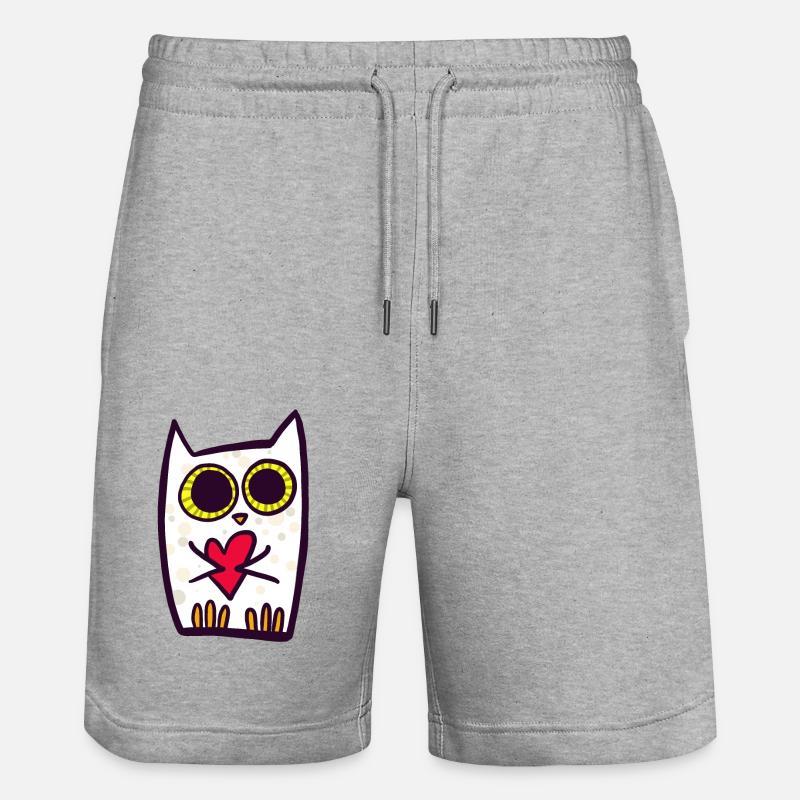 Eule mit Herz - Stanley/Stella Unisex Bio Joggingshorts Trainer  - Grau meliert