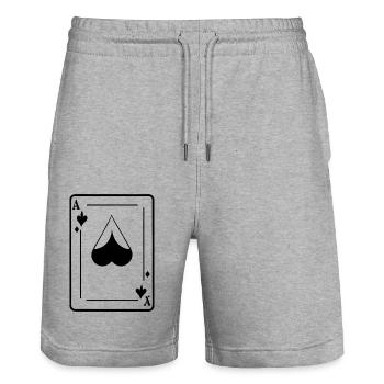 Spielkarte Ass - Stanley/Stella Unisex Bio Joggingshorts Trainer  - Grau meliert - Vorne - Nik (191cm) & Marisol (170cm)