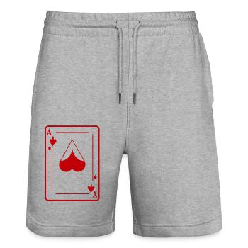 Spielkarte Ass - Stanley/Stella Unisex Bio Joggingshorts Trainer  - Grau meliert - Vorne - Nik (191cm) & Marisol (170cm)