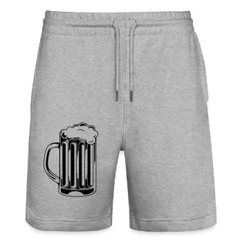 Beer - Stanley/Stella Trainer Unisex Organic Jogging Shorts - heather grey - Front - Nik (191cm) & Marisol (170cm)