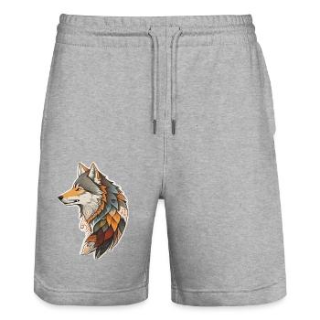 Wolf - Stanley/Stella Unisex Bio Joggingshorts Trainer  - Grau meliert - Vorne - Nik (191cm) & Marisol (170cm)