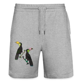tukan zwei - Stanley/Stella Unisex Bio Joggingshorts Trainer  - Grau meliert - Vorne - Nik (191cm) & Marisol (170cm)