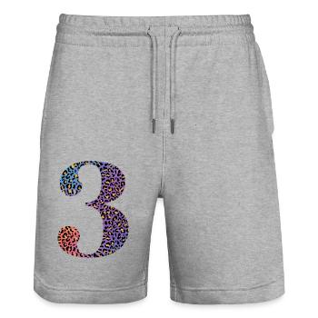 3. Geburtstag Leopard - Stanley/Stella Unisex Bio Joggingshorts Trainer  - Grau meliert - Vorne - Nik (191cm) & Marisol (170cm)