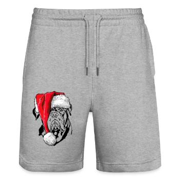 Santa Bordeauxdogge Weihnachten Hunde Wilsigns - Stanley/Stella Unisex Bio Joggingshorts Trainer  - Grau meliert - Vorne - Nik (191cm) & Marisol (170cm)