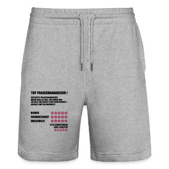 Praxismangerin Abschied um Danke Sagen - Stanley/Stella Unisex Bio Joggingshorts Trainer  - Grau meliert - Vorne - Nik (191cm) & Marisol (170cm)