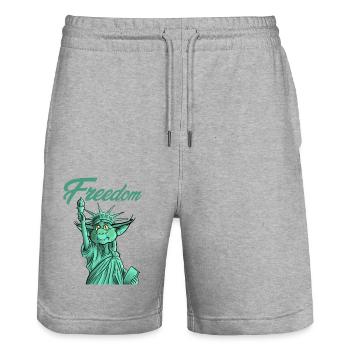 Freedom korrigan - Short de jogging bio TRAINER Stanley/Stella unisexe - gris chiné - Devant - Nik (191cm) & Marisol (170cm)