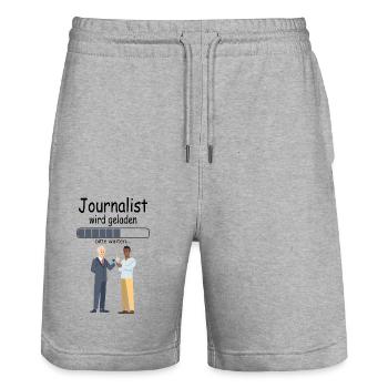 Angehende Journalisten für Student Baby - Stanley/Stella Unisex Bio Joggingshorts Trainer  - Grau meliert - Vorne - Nik (191cm) & Marisol (170cm)