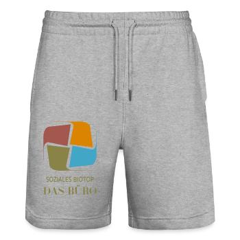 Travail de bureau humour cadeau dictons drôles - Short de jogging bio TRAINER Stanley/Stella unisexe - gris chiné - Devant - Nik (191cm) & Marisol (170cm)