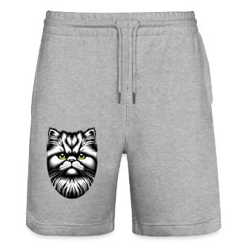 Cat Face - Stanley/Stella Trainer Unisex Organic Jogging Shorts - heather grey - Front - Nik (191cm) & Marisol (170cm)