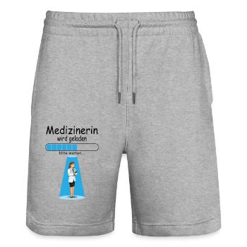 Medizin Studienbeginn für Studentin Baby - Stanley/Stella Unisex Bio Joggingshorts Trainer  - Grau meliert - Vorne - Nik (191cm) & Marisol (170cm)