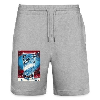 Rauchendes Wasser (Sammlung Kunstwerke) - Stanley/Stella Unisex Bio Joggingshorts Trainer  - Grau meliert - Vorne - Nik (191cm) & Marisol (170cm)