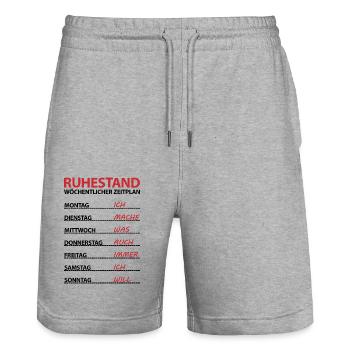Angehende Pensionisten Pensionierung Sprüche - Stanley/Stella Unisex Bio Joggingshorts Trainer  - Grau meliert - Vorne - Nik (191cm) & Marisol (170cm)