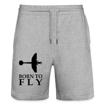 Dicton de l’avion né pour voler - Short de jogging bio TRAINER Stanley/Stella unisexe - gris chiné - Devant - Nik (191cm) & Marisol (170cm)