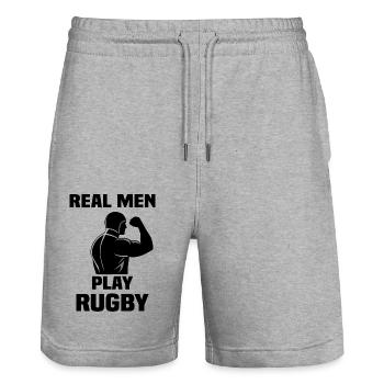 Echte Männer spielen Rugby - Stanley/Stella Unisex Bio Joggingshorts Trainer  - Grau meliert - Vorne - Nik (191cm) & Marisol (170cm)