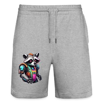 Robot Animal / AI / Mechanized Animals / Comic - Stanley/Stella Trainer Unisex Organic Jogging Shorts - heather grey - Front - Nik (191cm) & Marisol (170cm)