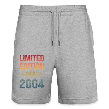Édition limitée Birthday Party Vintage 2004 - Short de jogging bio TRAINER Stanley/Stella unisexe - gris chiné - Devant - Nik (191cm) & Marisol (170cm)