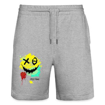 Smile Cartoon Vector Smile Funny Icon Happy Face - Stanley/Stella Trainer Unisex Organic Jogging Shorts - heather grey - Front - Nik (191cm) & Marisol (170cm)