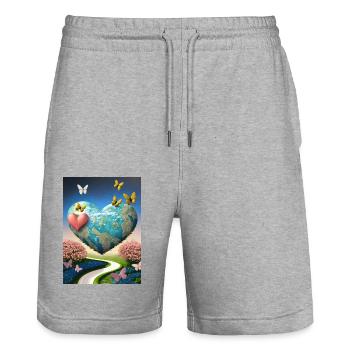 Notre Terre - Short de jogging bio TRAINER Stanley/Stella unisexe - gris chiné - Devant - Nik (191cm) & Marisol (170cm)