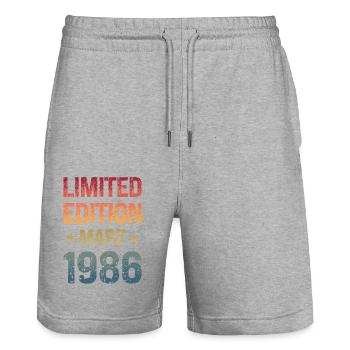 Limited Edition Geburtstag Party Jahrgang 1986 - Stanley/Stella Unisex Bio Joggingshorts Trainer  - Grau meliert - Vorne - Nik (191cm) & Marisol (170cm)