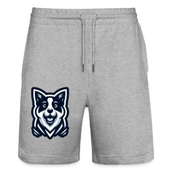 Doggy: Illustration of a Friend - Stanley/Stella Trainer Unisex Organic Jogging Shorts - heather grey - Front - Nik (191cm) & Marisol (170cm)