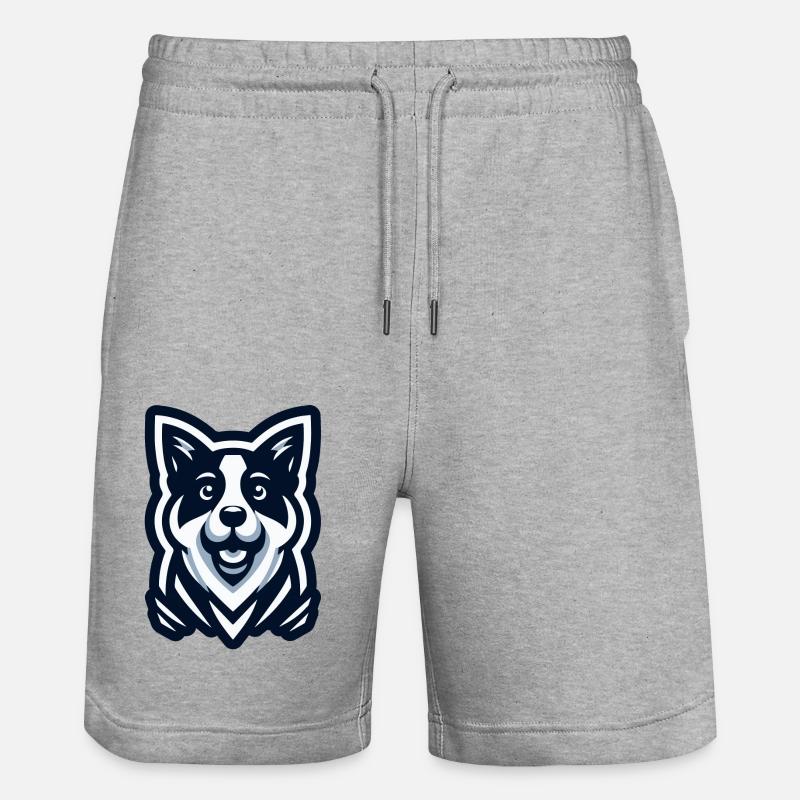 Hündchen: Illustration eines Freundes - Stanley/Stella Unisex Bio Joggingshorts Trainer  - Grau meliert