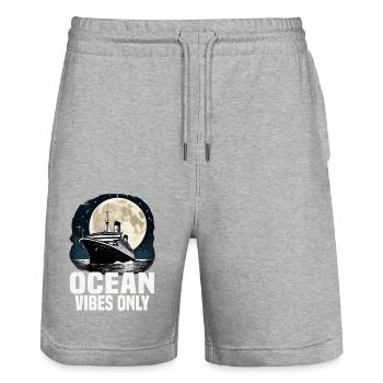 Ocean Vibes Only Cruise Ship Vacation Group - Stanley/Stella Unisex Bio Joggingshorts Trainer  - Grau meliert - Vorne - Nik (191cm) & Marisol (170cm)