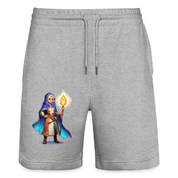 Zauberin Fantasy Illustration - Stanley/Stella Unisex Bio Joggingshorts Trainer  - Grau meliert - Vorne - Nik (191cm) & Marisol (170cm)