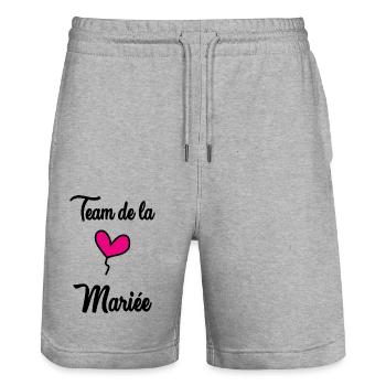 MARIEE. FUTURE MARIEE. EVJF. TEAM. TEAM MARIEE - Short de jogging bio TRAINER Stanley/Stella unisexe - gris chiné - Devant - Nik (191cm) & Marisol (170cm)