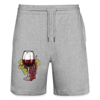 Weinglas Trauben Wein - Stanley/Stella Unisex Bio Joggingshorts Trainer  - Grau meliert - Vorne - Nik (191cm) & Marisol (170cm)