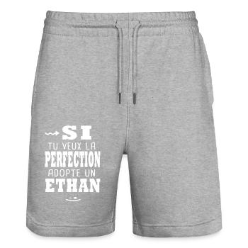 Ethan Si tu veux la perfection Cadeau ethan - Short de jogging bio TRAINER Stanley/Stella unisexe - gris chiné - Devant - Nik (191cm) & Marisol (170cm)