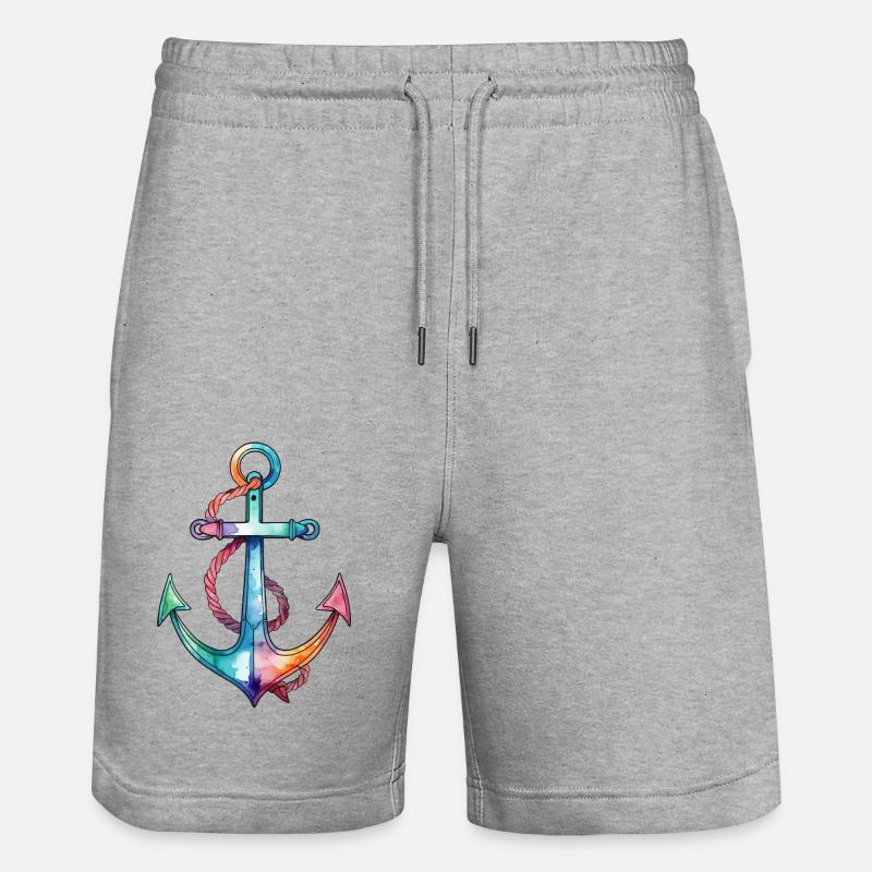 Ancre aquarelle aquarelle - Short de jogging bio TRAINER Stanley/Stella unisexe - gris chiné