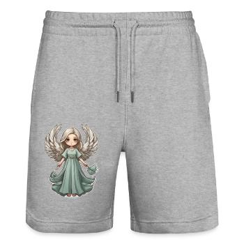 Kleiner Engel - Stanley/Stella Unisex Bio Joggingshorts Trainer  - Grau meliert - Vorne - Nik (191cm) & Marisol (170cm)