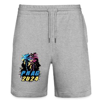 Prag 2024 Urlaub Palmen Bunt - Stanley/Stella Unisex Bio Joggingshorts Trainer  - Grau meliert - Vorne - Nik (191cm) & Marisol (170cm)