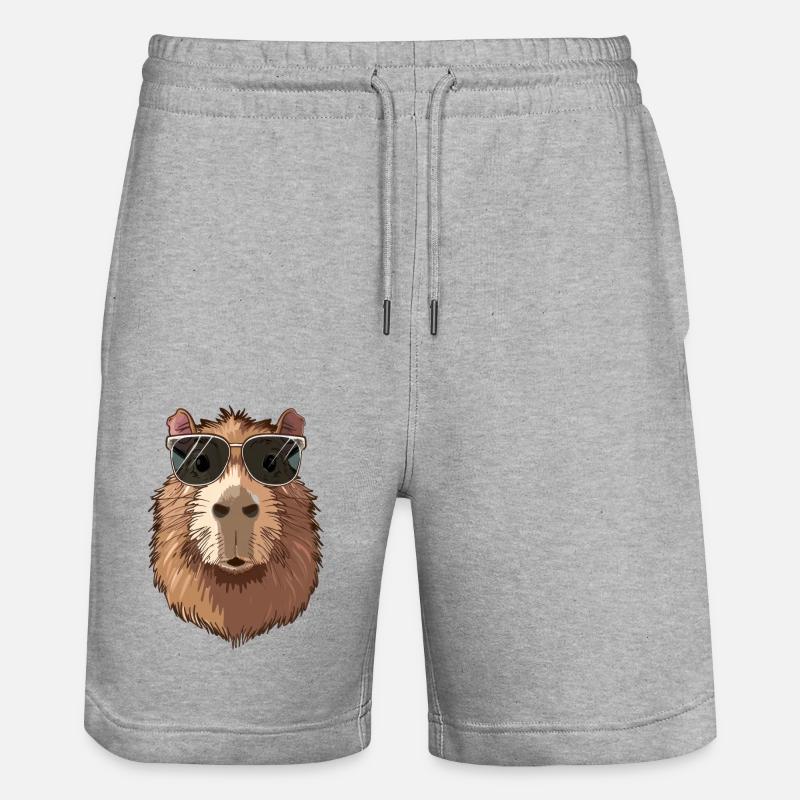 Capybara Sunglasses - Stanley/Stella Trainer Unisex Organic Jogging Shorts - heather grey