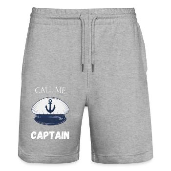 Call me the captain - Stanley/Stella Trainer Unisex Organic Jogging Shorts - heather grey - Front - Nik (191cm) & Marisol (170cm)