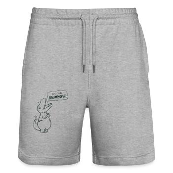 Cute Dino Saying "You are Rawrsome" - Stanley/Stella Trainer Unisex Organic Jogging Shorts - heather grey - Front - Nik (191cm) & Marisol (170cm)
