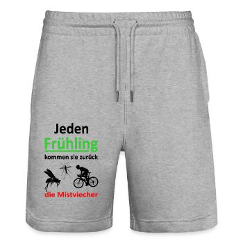 Jeden Frühling... Rennrad- Bike - Stanley/Stella Unisex Bio Joggingshorts Trainer  - Grau meliert - Vorne - Nik (191cm) & Marisol (170cm)