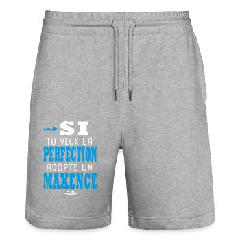 Maxence Si tu veux la perfection adopte un maxence - Short de jogging bio TRAINER Stanley/Stella unisexe - gris chiné - Devant - Nik (191cm) & Marisol (170cm)