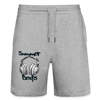 Headphones / Audio / Music / Sound / Cool - Stanley/Stella Trainer Unisex Organic Jogging Shorts - heather grey - Front - Nik (191cm) & Marisol (170cm)
