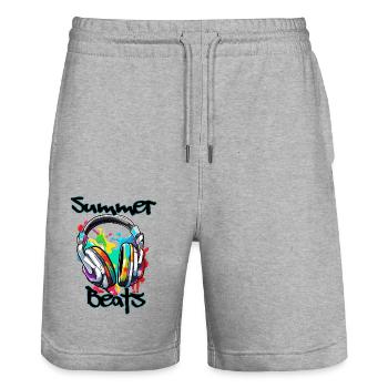 Kopfhörer / Audio / Musik / Klang / cool - Stanley/Stella Unisex Bio Joggingshorts Trainer  - Grau meliert - Vorne - Nik (191cm) & Marisol (170cm)
