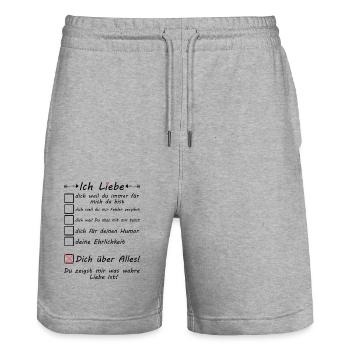 18 Monate fest zusammen Beziehung Monatstag Freund - Stanley/Stella Unisex Bio Joggingshorts Trainer  - Grau meliert - Vorne - Nik (191cm) & Marisol (170cm)