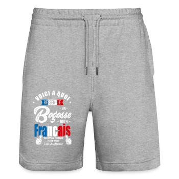 Bogosse Français vive la france - Short de jogging bio TRAINER Stanley/Stella unisexe - gris chiné - Devant - Nik (191cm) & Marisol (170cm)