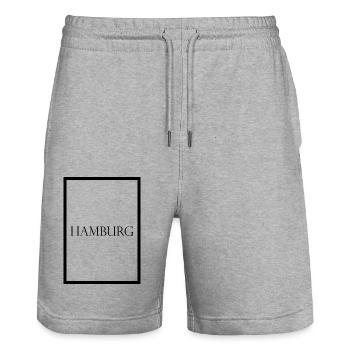 Hamburg, schlichter Statement Schriftzug - Stanley/Stella Unisex Bio Joggingshorts Trainer  - Grau meliert - Vorne - Nik (191cm) & Marisol (170cm)