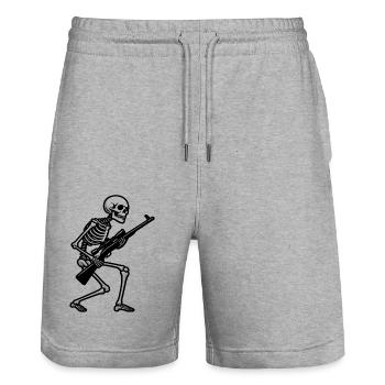 skeleton with sniper rifle - Stanley/Stella Trainer Unisex Organic Jogging Shorts - heather grey - Front - Nik (191cm) & Marisol (170cm)