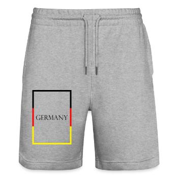 Deutschland Germany Statement Schriftzug mit Fahne - Stanley/Stella Unisex Bio Joggingshorts Trainer  - Grau meliert - Vorne - Nik (191cm) & Marisol (170cm)