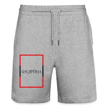 Albanien Shqipëria Statement Schriftzug mit Fahne - Stanley/Stella Unisex Bio Joggingshorts Trainer  - Grau meliert - Vorne - Nik (191cm) & Marisol (170cm)