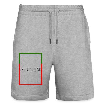 Portugal - Statement lettering with flag - Stanley/Stella Trainer Unisex Organic Jogging Shorts - heather grey - Front - Nik (191cm) & Marisol (170cm)
