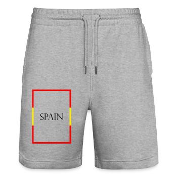 Espagne Espagne Lettrage de déclaration avec drapeau - Short de jogging bio TRAINER Stanley/Stella unisexe - gris chiné - Devant - Nik (191cm) & Marisol (170cm)