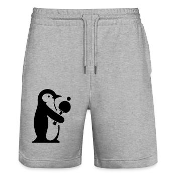 Penguin Table Tennis Table Tennis Player Silhouette - Stanley/Stella Trainer Unisex Organic Jogging Shorts - heather grey - Front - Nik (191cm) & Marisol (170cm)