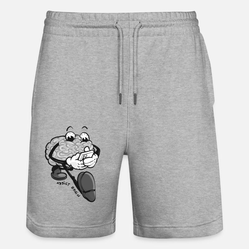 Brain Addict - grey version - Stanley/Stella Trainer Unisex Organic Jogging Shorts - heather grey